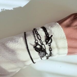 Black Toggle 4pc Chain Bracelet Set